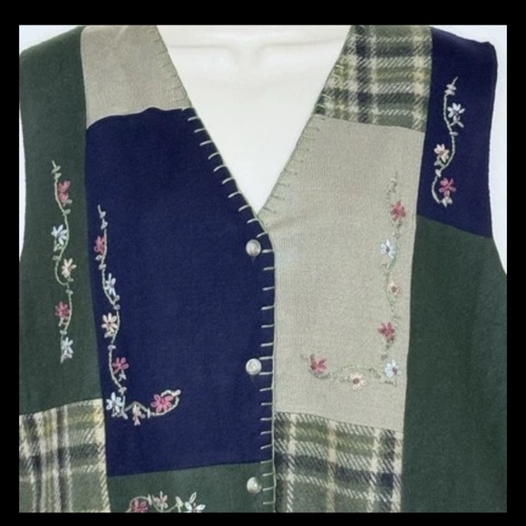 Paul Harris Design Vintage Wool Patchwork Floral Buttoned Vest XL Women's - Picture 2 of 9
